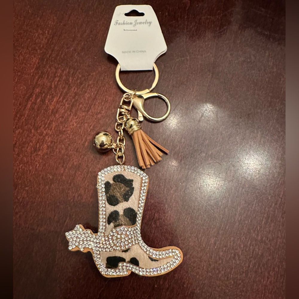 Cowboy Boot Bag Charm Keychain NWT